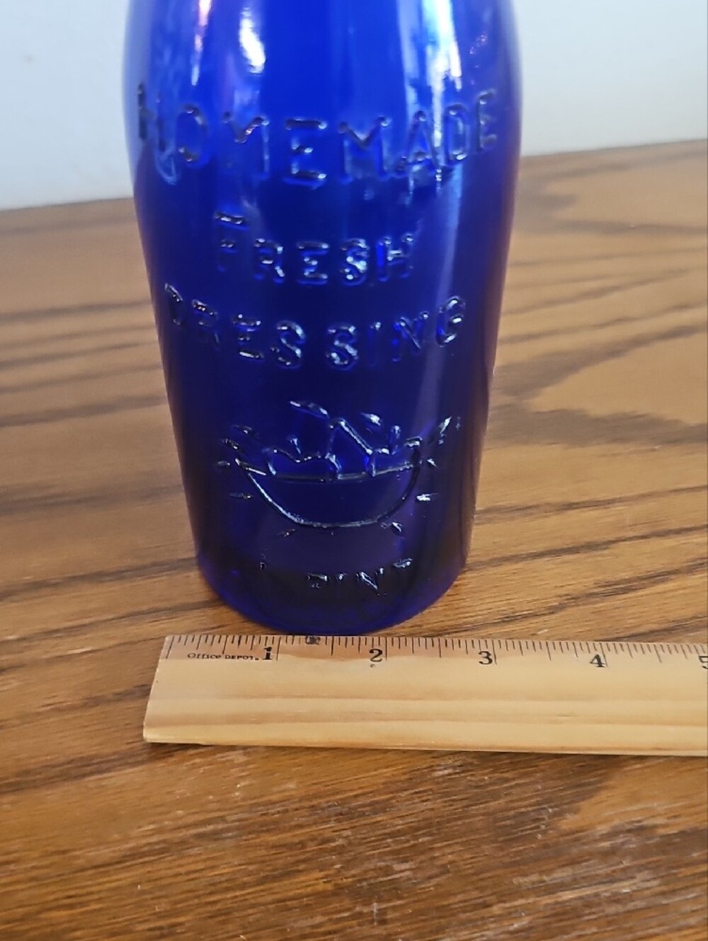 1975 Made in Italy 1 Pint Homemade Fresh Dressing Cobalt Blue Bottle Tote 8 - Picture 6 of 7